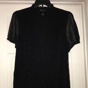 Plus sized Black Lace ruffled blouse
